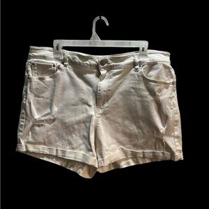 Dollhouse Cream Distressed Jean Shorts